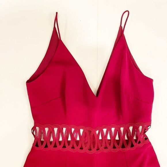 Keepsake The Label Whisper Jumpsuit Size M Cut Out Burgundy - Picture 4 of 5